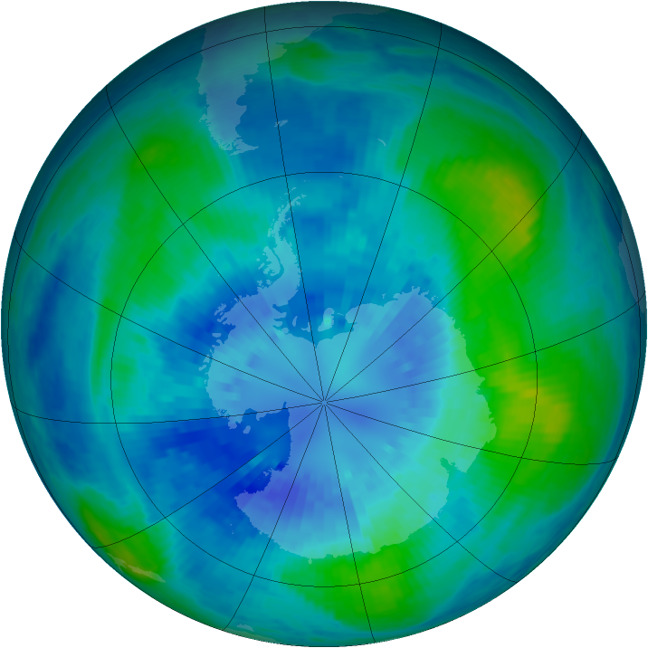 Antarctic ozone map for 01 April 2002